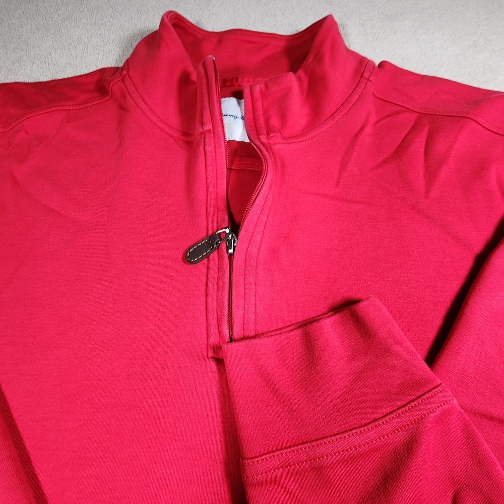 Tommy Bahama‎ Mens Sweater XL Red Quarter Zip Pullover Athletic Casual Comfort